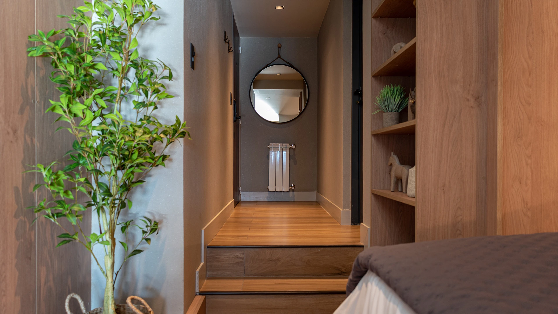 Fotografía del pasillo de entrada departamento Lake 1A