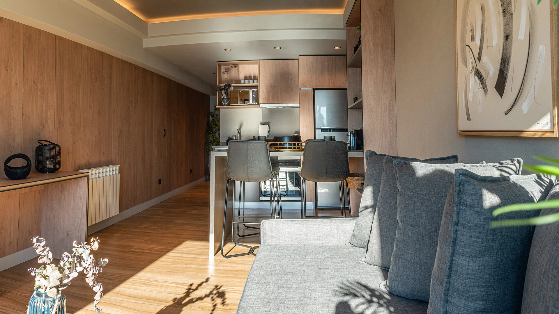 Fotografía de la sala de estar con vista interna departamento Lake 1A